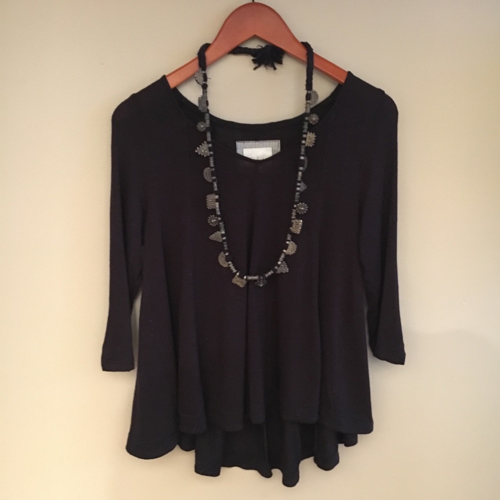 Anthropologie Deletta Black Swing Blouse